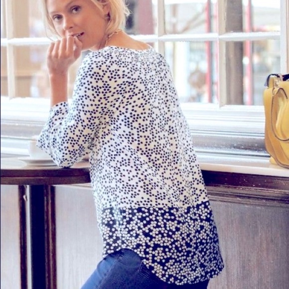 Boden Maya flower polka dot blouse navy & white - Picture 10 of 10